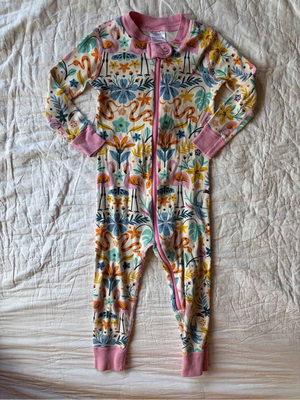 Kids Pink Floral & Animal One-Piece Pajamas